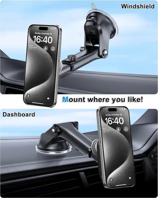 Alt view image 3 of 7 - JCTRIWAY Car Mount for Pop Socket, Dashboard Windshield Car Phone Holder Compatible with Popsocket, Powerful Suction Cup Car Phone Mount Fits All Smartphones with Pop Grip, JYD31