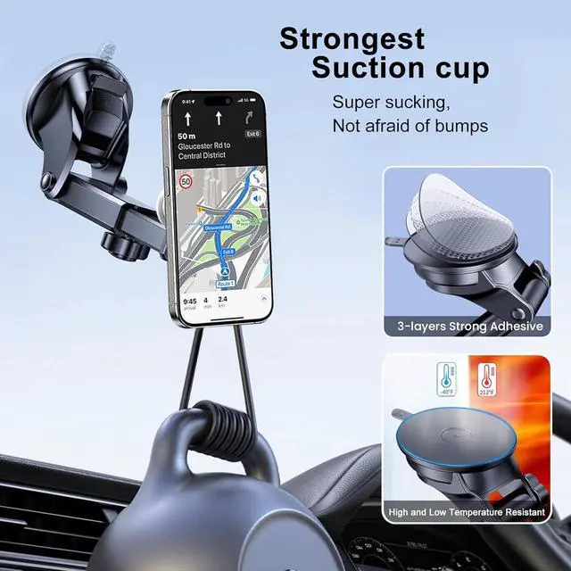 Alt view image 4 of 7 - JCTRIWAY Car Mount for Pop Socket, Dashboard Windshield Car Phone Holder Compatible with Popsocket, Powerful Suction Cup Car Phone Mount Fits All Smartphones with Pop Grip, JYD31
