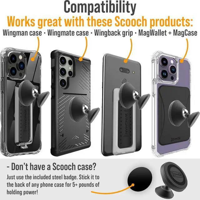 Alt view image 2 of 6 - Scooch Magnetic Phone Mount for Car Compatible with Any Smartphone [Strong Magnets] Adjustable Magnetic Phone Holder for Car, Sticks to Dashboard or Windshield (2022 Model - Stronger)
