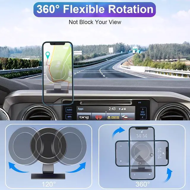 Alt view image 6 of 7 - Kaishengyuan Magnetic Phone Mount for Toyota Tacoma 2016 2017 2018 2019 2020 2021 2022 2023, 3rd Gen Tacoma Dashboard Clip Cell Phone Cradles Adjustable 20x Super Strong Magnet Phone Stand Holder
