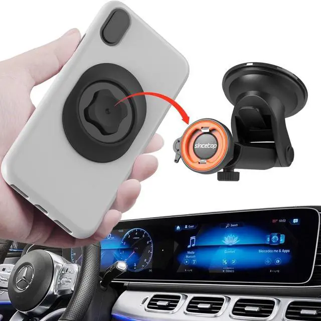 Main image of sincetop Car Phone Holder Mount, Cell Phone Mount for Car Dashboard Windshield, 3 in 1 Super Suction Cup with Strong Sticky Gel, Adjustable Universal for All PhonesSeries C - 1st Gen
