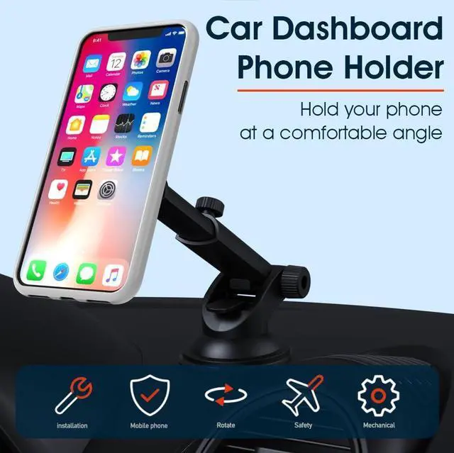 Alt view image 2 of 7 - sincetop Car Phone Holder Mount, Cell Phone Mount for Car Dashboard Windshield, 3 in 1 Super Suction Cup with Strong Sticky Gel, Adjustable Universal for All PhonesSeries C - 1st Gen