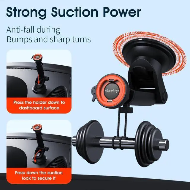 Alt view image 3 of 7 - sincetop Car Phone Holder Mount, Cell Phone Mount for Car Dashboard Windshield, 3 in 1 Super Suction Cup with Strong Sticky Gel, Adjustable Universal for All PhonesSeries C - 1st Gen