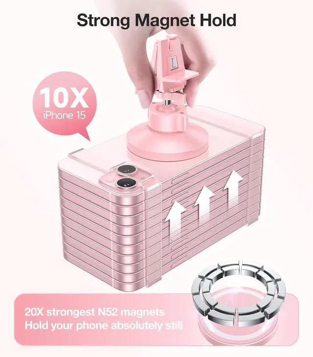 Alt view image 3 of 6 - VICSEED for MagSafe Car Mount [Upgraded Strongest Magnet Power] Magnetic Phone Holder for Car Vent 360 Adjustable Magnetic Car Phone Holder Mount for iPhone 15 14 13 12 Pro Max Plus Mini, Pink