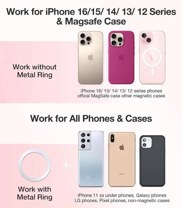 Alt view image 4 of 6 - VICSEED for MagSafe Car Mount [Upgraded Strongest Magnet Power] Magnetic Phone Holder for Car Vent 360 Adjustable Magnetic Car Phone Holder Mount for iPhone 15 14 13 12 Pro Max Plus Mini, Pink