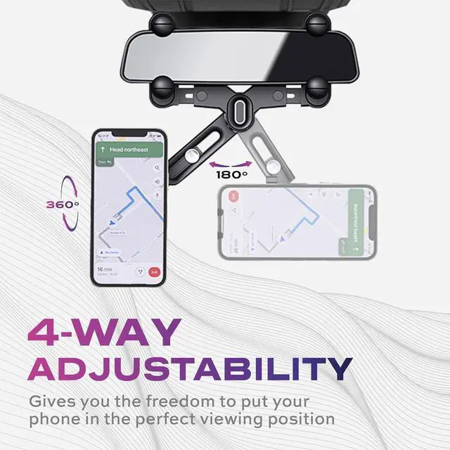 Alt view image 3 of 7 - Statik Magnetic Car Rear View Mirror Phone Holder | Eye Level Driving | 360 Rotation Retractable Adjustable | Sturdy Rearview Mirror Phone Mount Magnet