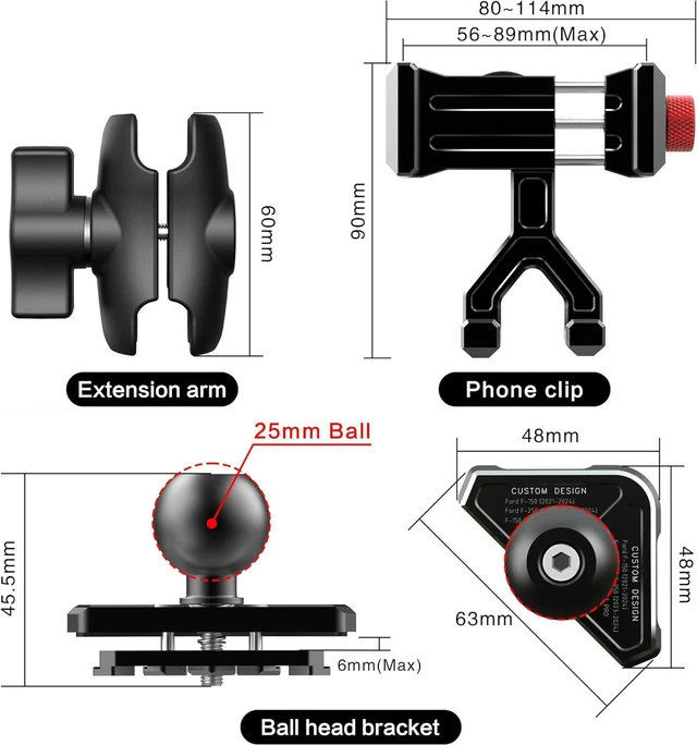 Alt view image 4 of 6 - Aluminum Vent Phone Mount Compatible with Ford F150 (2021-2026)