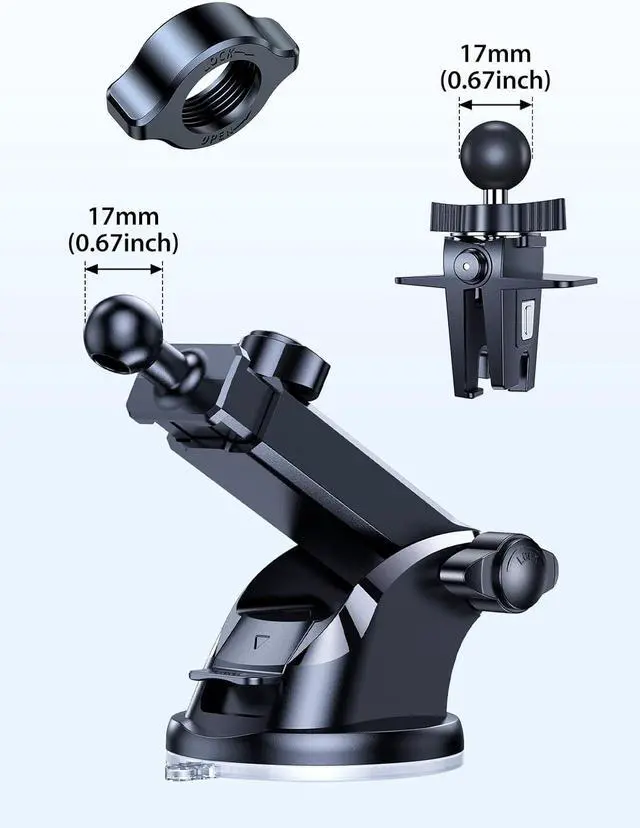 Alt view image 3 of 4 - VICSEED Nut Thicked Sturdy Won't Break, Fit for Car Phone Holder Mount 17mm Ball Head (2pcs)