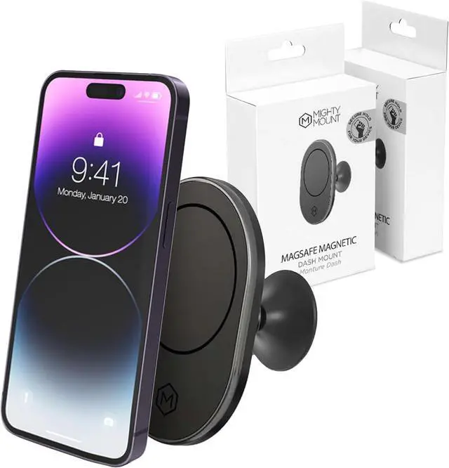 Main image of Mighty Mount - MagSafe Car Phone Mount Compatible with iPhone 15 14 13 12 Pro Max, Pro, Plus, and with Magsafe Phones and Cases(MagSafe Magnetic Car Dash Mount (Version 2.0))