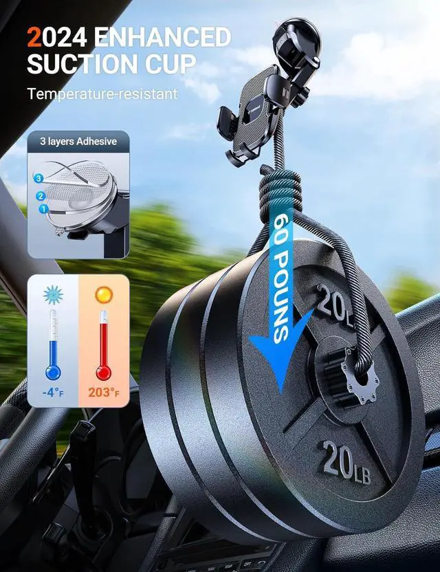 Alt view image 4 of 7 - [Ultra-Durable Cell Phone Holder for Car Universal Mount Dashboard Windshield Vent Compatible with iPhone 16 15 14 13 12 Pro Max  Galaxy S23+ Ultra S10 Note Plus