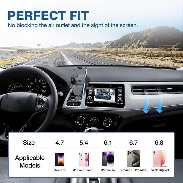 Alt view image 3 of 7 - FIILINES Phone Holder for Honda HRV 2016-2022 (Not Fit for 2023-2024 HR-V), 360 Degree Rotation Cell Phone Mount for HRV Accessories, Air Vent Phone Mount Compatible with 4-7 Inch Phones