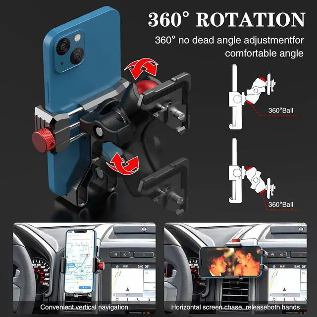 Alt view image 4 of 6 - Aluminum Phone Mount for Ford F-150 2015-2020, Expedition 2018-2021, Super Duty 2017-2021, F150 Vent Cell Phone Holder with 360° Rotation Ball Head Adapter Compatible with iPhone & Android