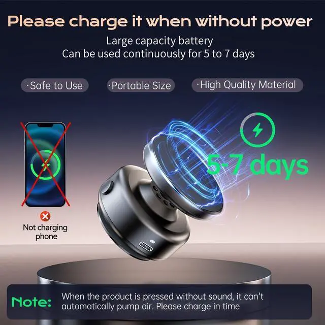 Alt view image 4 of 7 - Magnetic Phone Holder, 360°Rotation Car Phone Mount, Electric Vacuum Strong Magnet for Any Smooth Surface Kitchen Mirror Gym,Cell Phone Holder Compatible with iPhone Android ( Not charging phone)