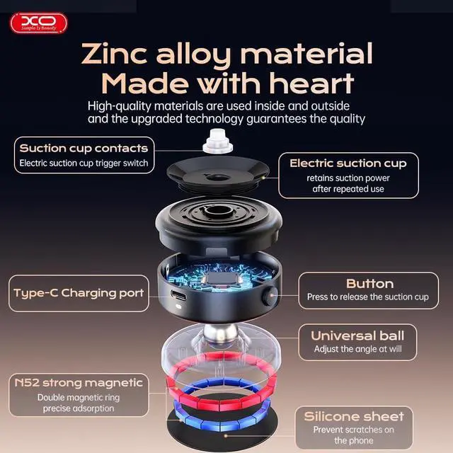 Alt view image 5 of 7 - Magnetic Phone Holder, 360°Rotation Car Phone Mount, Electric Vacuum Strong Magnet for Any Smooth Surface Kitchen Mirror Gym,Cell Phone Holder Compatible with iPhone Android ( Not charging phone)