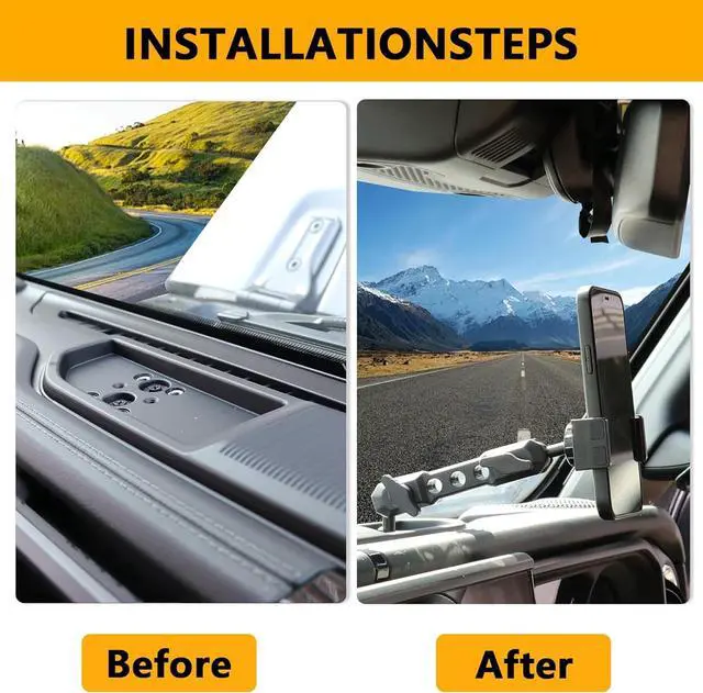 Alt view image 3 of 7 - West-xingzhe Dash Phone Holder Phone Mount for 2024 2025 Jeep Wrangler JL 2/4 Door 4XE Jeep Gladiator Interior Accessories 360° Adjustable Cell Phone Mount