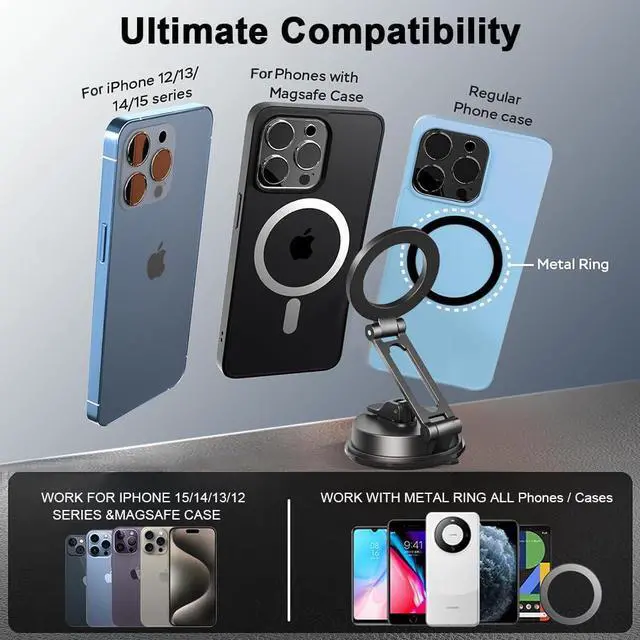 Alt view image 4 of 7 - Magnetic Car Phone Mountwith Magnetic Phone Lanyard with Ring Holder