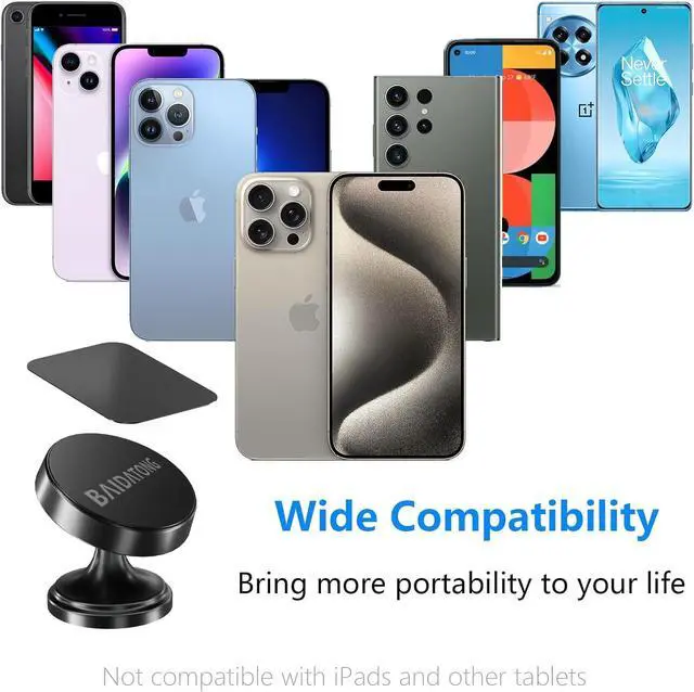 Alt view image 6 of 6 - BAIDATONG 2-Pack Magnetic Phone Holder for Car,Strong Magnet Car [4 Plate] Magnet Phone Mount Phone Holders for Your Car Magnetic 360° Rotation iPhone Magnetic Car Mount