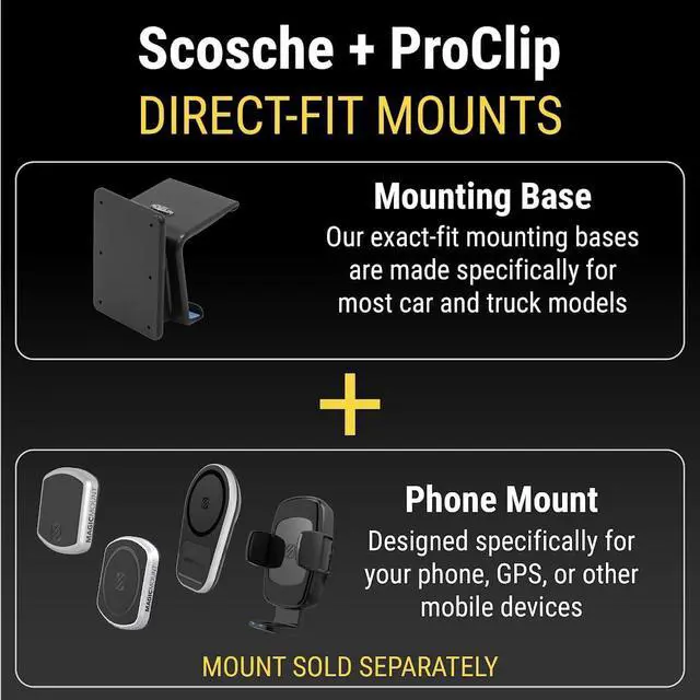 Alt view image 3 of 3 - Scosche Non-Magnetic Universal Car Cell Phone Holder with AMPS Mounting Plate for ProClip Vehicle Specific Mount Bases, Mobile Stand Compatible with iPhone, Samsung, Android (Base Required)