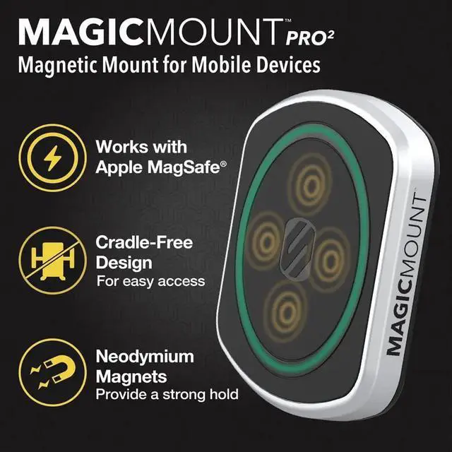 Alt view image 2 of 7 - Scosche MP2WDEX2-XTSP MagicMount Pro2 Magnetic Car Phone Holder Extendo Telescoping Windshield or Dashboard Mount with Suction Cup Compatible with MagSafe, iPhones, Galaxy, Pixel & All Smartphones