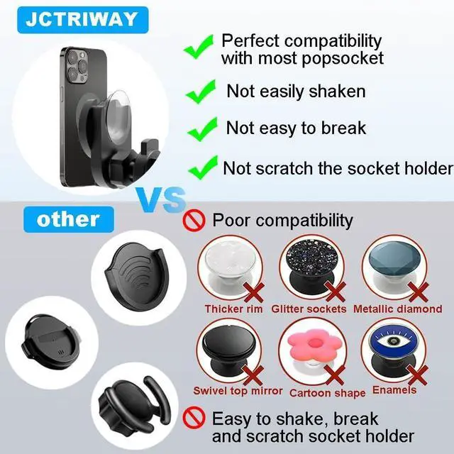 Alt view image 6 of 7 - CD Slot Car Grips Phone Holder CD Slot Phone Holder for Grip/Socket Car Mount for Pop Socket Compatible with Magsafe Wallet Black