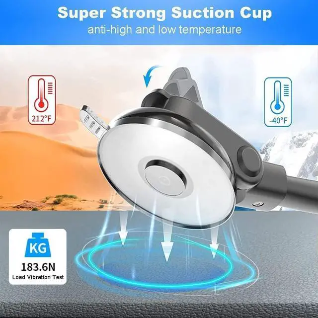 Alt view image 6 of 7 - 2 in 1 Vent and Windshield Car Phone Mount for Collapsible Grip/Socket Mount User,Dashboard Phone Holder with Strong Suction Cup,13-Inches Long Arm Gooseneck Cell Phone Cradle for Swappable Grip Stand