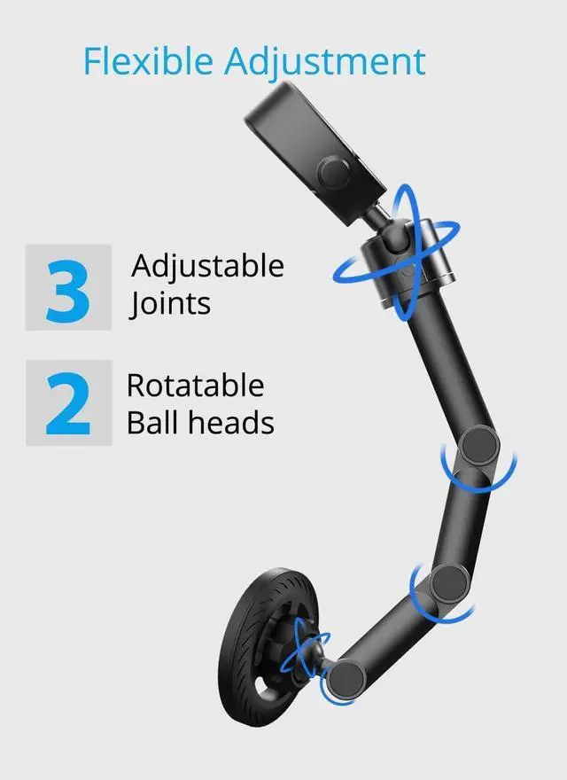 Alt view image 3 of 7 - Quyee Magnetic Phone Holder for Your Car, for Magsafe Rear View Mirror Phone Holder - Aluminum Alloy Mount Multi-Angle Adjustment Rotatable and Retractable Compatible with All iPhone and Android