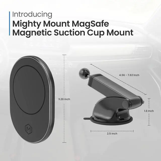 Alt view image 2 of 7 - Mighty Mount - MagSafe Car Phone Mount Compatible with iPhone 15 14 13 12 Pro Max, Pro, Plus, and with Magsafe Phones and Cases (MagSafe Magnetic Suction Cup Mount (Version 2.0))