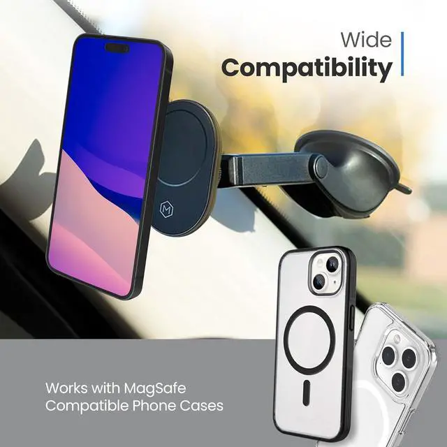Alt view image 5 of 7 - Mighty Mount - MagSafe Car Phone Mount Compatible with iPhone 15 14 13 12 Pro Max, Pro, Plus, and with Magsafe Phones and Cases (MagSafe Magnetic Suction Cup Mount (Version 2.0))