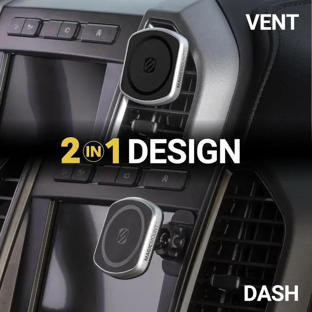 Alt view image 3 of 7 - Scosche MP2DVM MagicMount Pro2 Magnetic Cell Phone Holder, Adhesive Car Dashboard Mount with Removable Vent Clip, Hands-Free Phone Stand Compatible with MagSafe, iPhone 16/15/14/13/12 Series and More