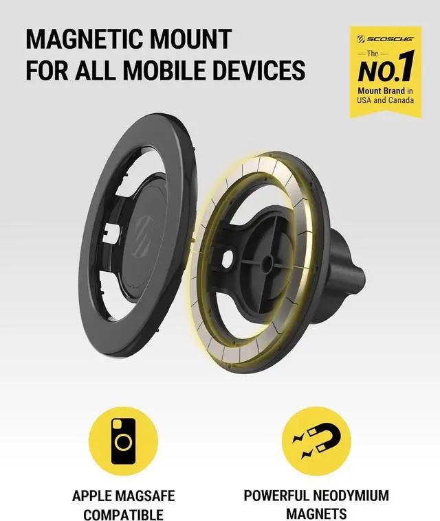 Alt view image 2 of 7 - Scosche MagicMount SMSWDEX MagSafe Car Mount, Magnetic Phone Holder for Car Windshield/Dashboard, Suction Cup Phone Mount Compatible with iPhone 16 15 14 13 12 Pro Max Plus Mini Mag Safe Accessories