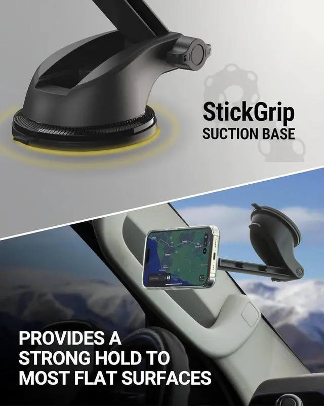 Alt view image 5 of 7 - Scosche MagicMount SMSWDEX MagSafe Car Mount, Magnetic Phone Holder for Car Windshield/Dashboard, Suction Cup Phone Mount Compatible with iPhone 16 15 14 13 12 Pro Max Plus Mini Mag Safe Accessories