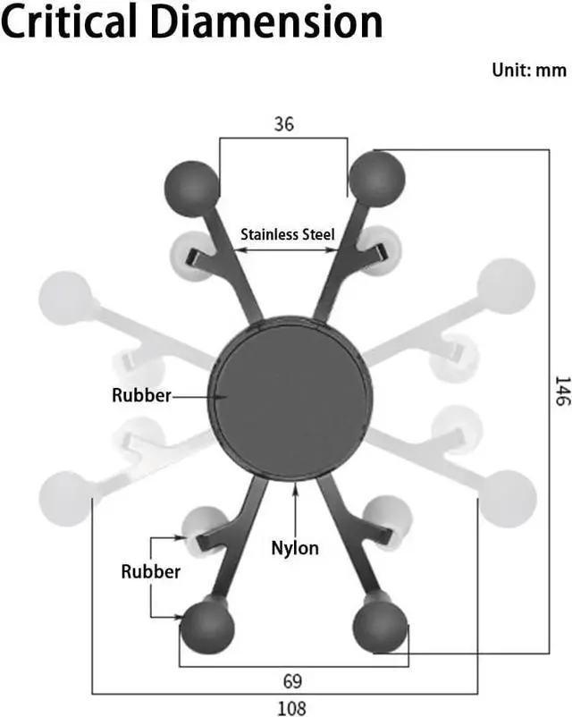 Alt view image 2 of 6 - Strg Phone Mount with B Size 1" Ball Diamond Base and Double Socket Arm, Universal Phone Holder Compatible with All Phones Car Vehicle Motorcycle Bike and More Device