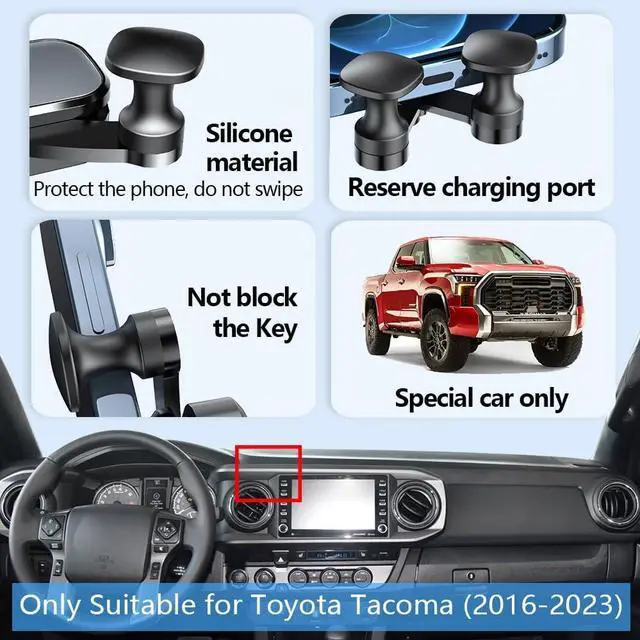 Alt view image 5 of 6 - LUNQIN Car Phone Holder Mount for Toyota Tacoma 2016 2017 2018 2019 2020 2021 2022 2023 Auto Accessories Interior Decoration Mobile Cell Smartphone Bracket