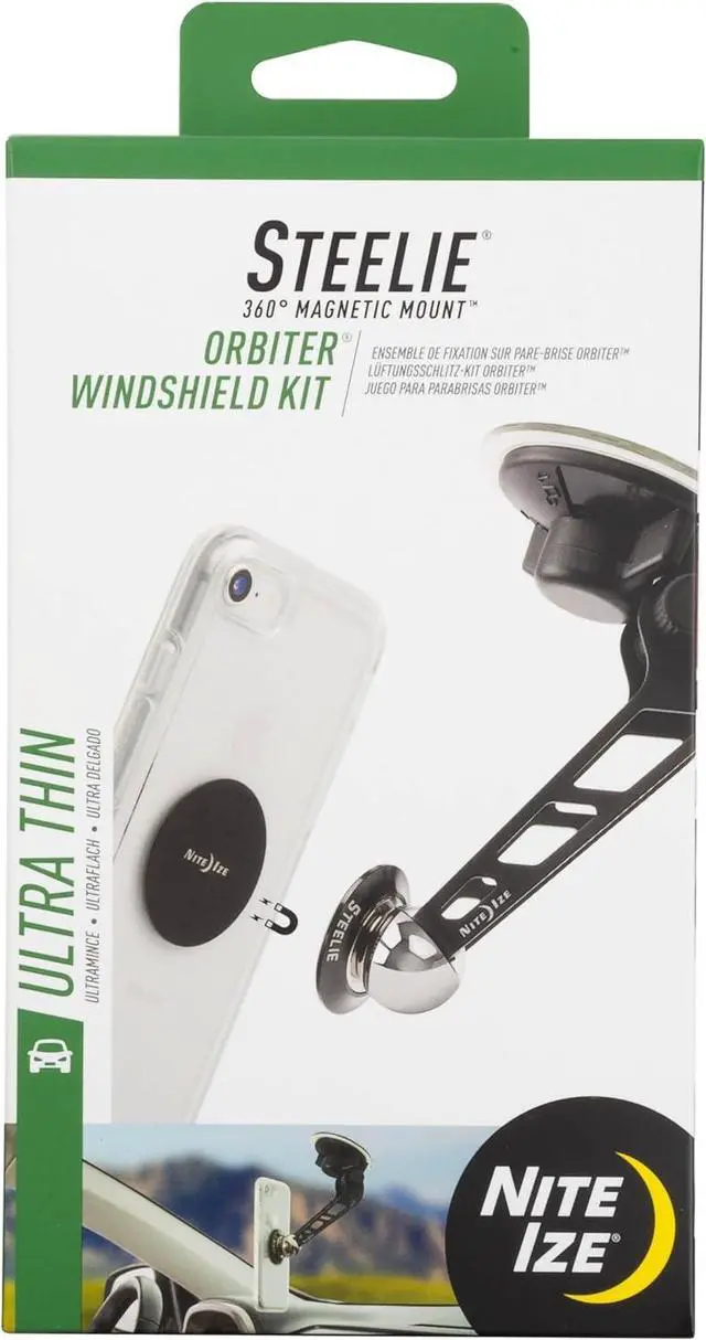 Main image of Nite Ize Steelie Windshield Kit - Magnetic Cell Phone Holder for Car Accessories - Sturdy Car Windshield Mount for Cell Phones - Orbiter