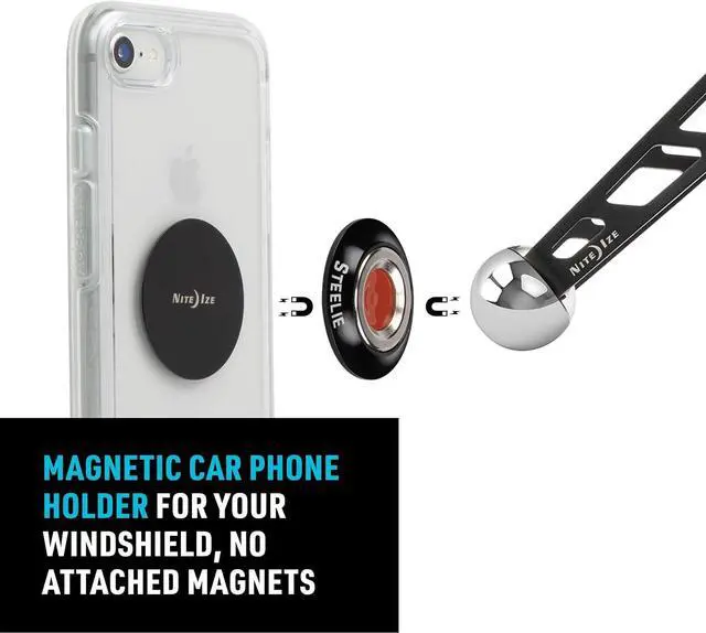 Alt view image 3 of 7 - Nite Ize Steelie Windshield Kit - Magnetic Cell Phone Holder for Car Accessories - Sturdy Car Windshield Mount for Cell Phones - Orbiter