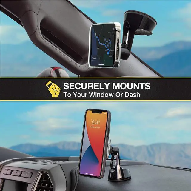 Alt view image 5 of 6 - Scosche MP2ROWD MagicMount Pro2 MagSafe Car Dashboard/Windshield Suction Mount, Magnetic Cell Phone Holder Compatible with iPhone 16/15/14/13/12 Series and More with Included MagicRing Adapter