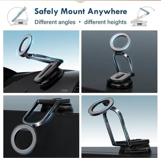 Alt view image 2 of 7 - Coverado for Magsafe Car Mount, Magnetic Car Phone Holder, 360° Rotation Strong Magnet Car Phone Mount Dash Cell Phone Holders for Your Car, Suction Cup Phone Mount for iPhone 16/15/14/13(1 Pack)