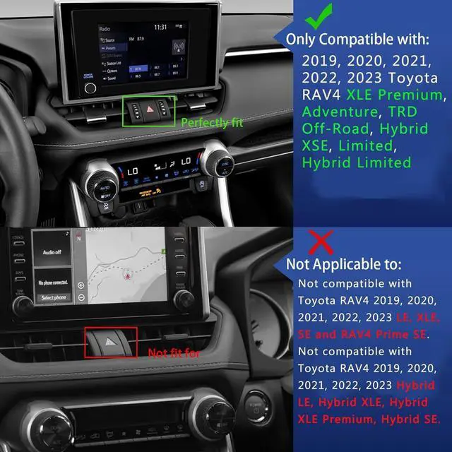 Alt view image 2 of 7 - ELOHEI for RAV4 Phone Mount with Custom Base, Car Phone Holder for 2019 2020 2021 2022 2023 Toyota RAV4 Car Accessories(Not Fit RAV4 LE,XLE,Prime SE)