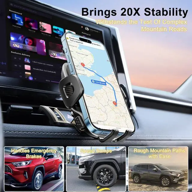 Alt view image 3 of 7 - ELOHEI for RAV4 Phone Mount with Custom Base, Car Phone Holder for 2019 2020 2021 2022 2023 Toyota RAV4 Car Accessories(Not Fit RAV4 LE,XLE,Prime SE)