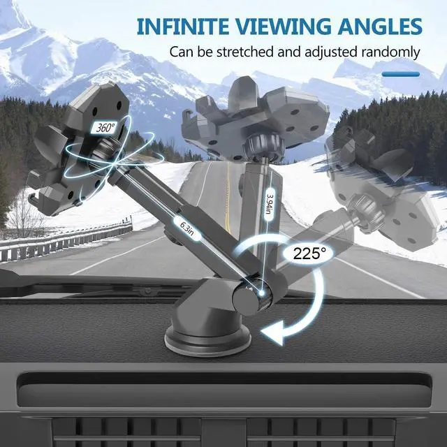 Alt view image 5 of 5 - Manords Car Phone Mount Holder for Dashboard Windshield Compatible with All iPhone & Android Cell Phones, Black