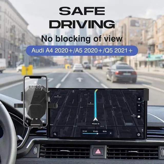 Alt view image 2 of 7 - Sunsdrew Audi Car Phone Holder for Audi A4/A5 2020+/Q5 2021+, Adjustable GPS Cell Phone Mount, Hands Free Ultra Stable Phone Stand for All Smartphones, Only for 10.1" Screen