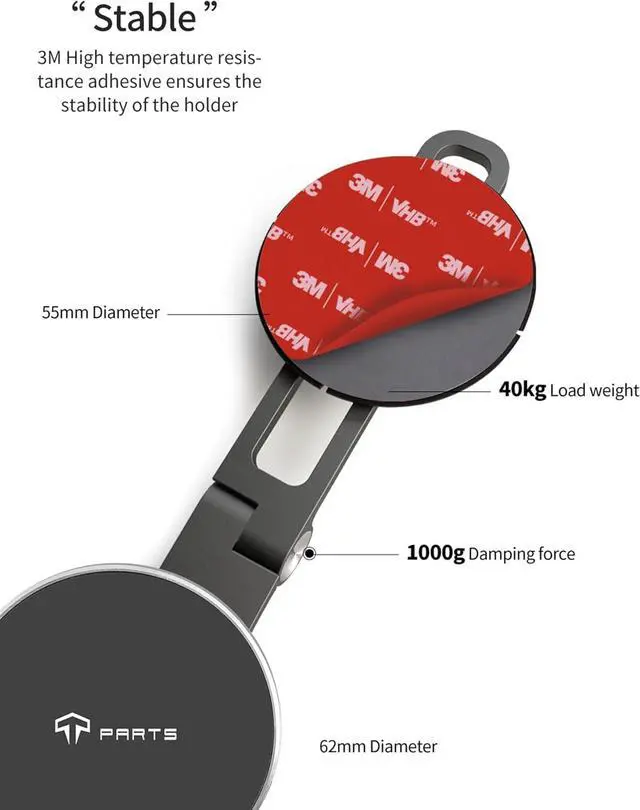 Alt view image 4 of 7 - TPARTS Foldable Magnetic Car Cellphone Mount, Hidden Design for Tesla Model 3/Y, Compatible with iPhone 16, 15, 14, 13, 12, Mag Safe Cases