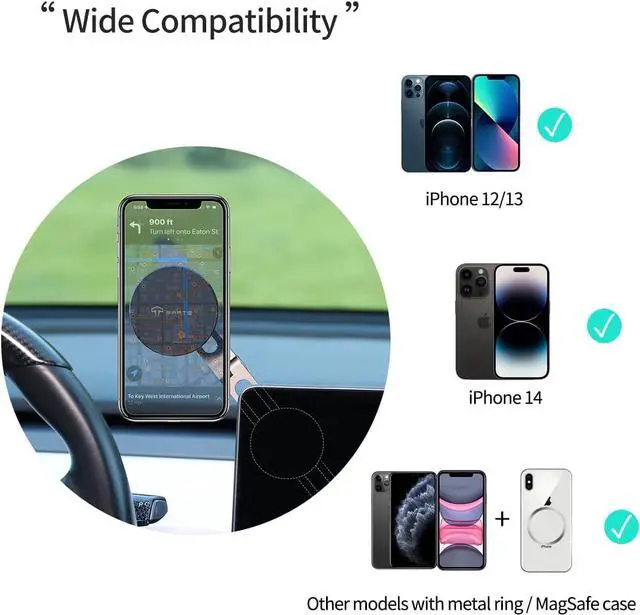 Alt view image 7 of 7 - TPARTS Foldable Magnetic Car Cellphone Mount, Hidden Design for Tesla Model 3/Y, Compatible with iPhone 16, 15, 14, 13, 12, Mag Safe Cases