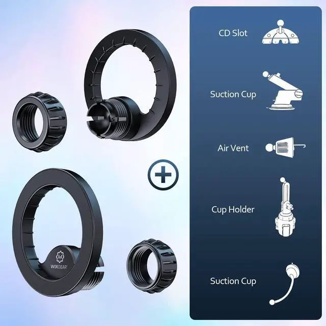 Alt view image 2 of 7 - WixGear Mount Base Compatible with MagSafe iPhone 14 13 12, Only for Diameter 17mm/0.67 inch Universal Joint Ball of Phone Holder Car Mount, Vent, Dashboard, Windshield