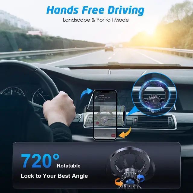 Alt view image 7 of 7 - WixGear Mount Base Compatible with MagSafe iPhone 14 13 12, Only for Diameter 17mm/0.67 inch Universal Joint Ball of Phone Holder Car Mount, Vent, Dashboard, Windshield