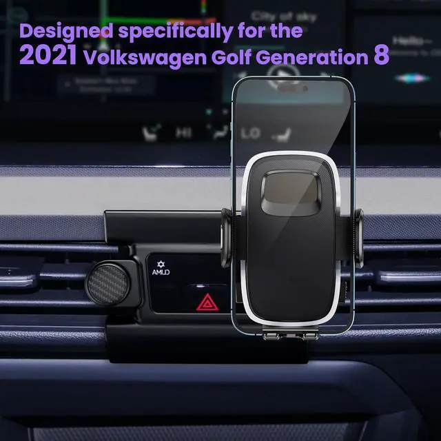Alt view image 2 of 7 - ELOHEI for Volkswagen Golf Phone Mount with Custom Base, Car Phone Holder for VW Golf 8 MK8 R GTI 2020 2021 2022 2023 2024 Car Accessories(for 20-24 VW Golf)