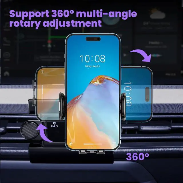 Alt view image 4 of 7 - ELOHEI for Volkswagen Golf Phone Mount with Custom Base, Car Phone Holder for VW Golf 8 MK8 R GTI 2020 2021 2022 2023 2024 Car Accessories(for 20-24 VW Golf)