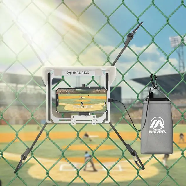 Alt view image 6 of 7 - Cell Phone Fence Mount with Shade for iPhone, Mevo Start, Phones, GoPro and Other Action Cameras, Mounting Kit for Gamechanger for Recording Baseball,Softball and Tennis Games(MINI Plus)