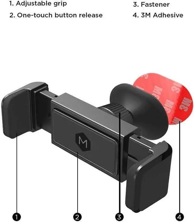 Alt view image 7 of 7 - Mighty Mount Simpl Grip Dash Mount Phone Holder for Car - One Touch Dashboard Car Phone Holder Mount - Quick-Grip Car Mount for Phone Compatible with iPhone and Androids, Black car Phone Holder Mount