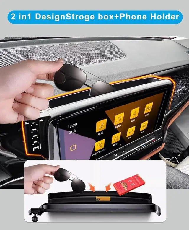 Alt view image 3 of 6 - KEPHTH Car Phone Holder for 2024 2025 VW/Volkswagen Atlas/Altas Cross Sport Accessories Dash Mount Cell Phone Holder for Most Smartphones Hands-Free 360 Degree Rotation